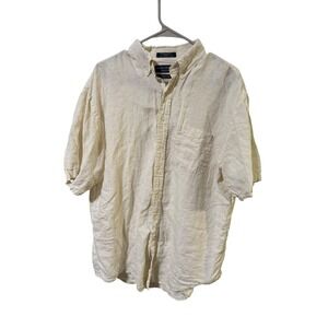 Daniel Cremieux Collection Size Large Linen‎ Shirt Short Sleeve Cream